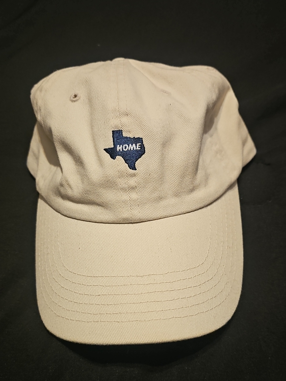Carbon Cream Baseball Cap with Navy Texas "HOME" Embroidery